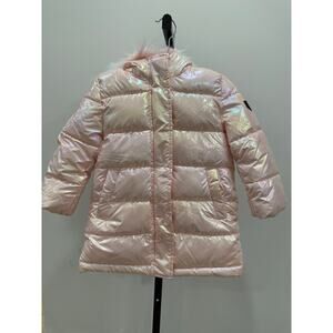 Sam Edelman	Girls Pink Irridescent Puffer Coat w.Fur 	4T